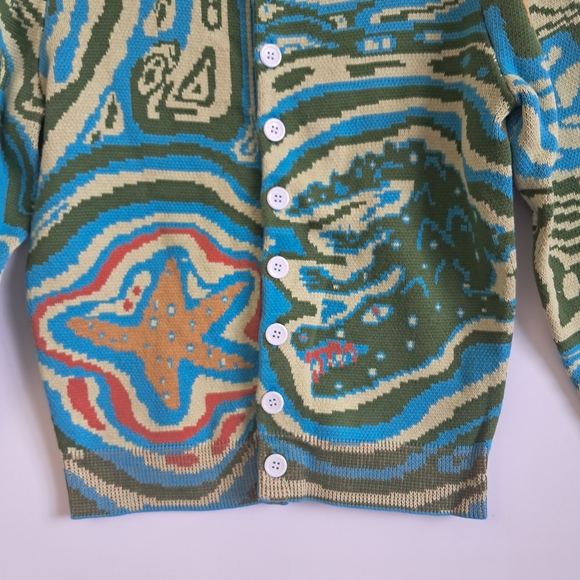 SeaMilk Cardigan Set Size S – 100% Cotton Button Front Sweaters (Blue & Brown) - Picture 12 of 16